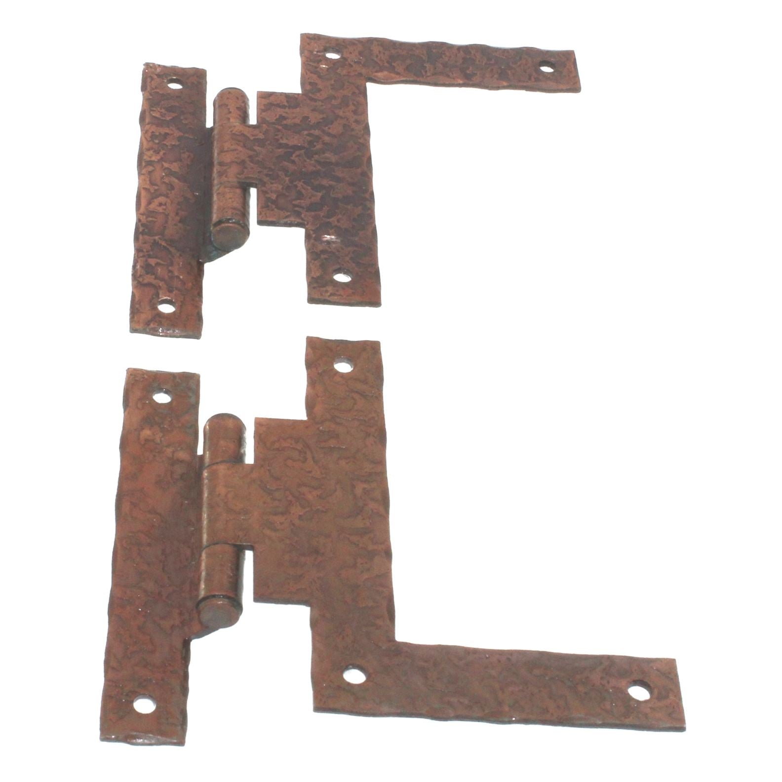 Pair Stanley Square Hammered Antique Copper 3/8" Offset "HL" Hinges W858-3-8-D3