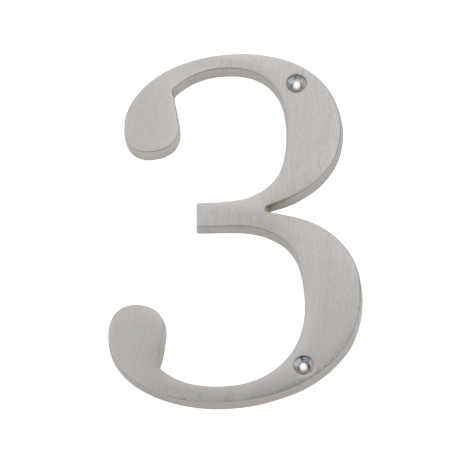 Satin Nickel Metal 4 inch Flush House Address Numbers, Bold Readable Font