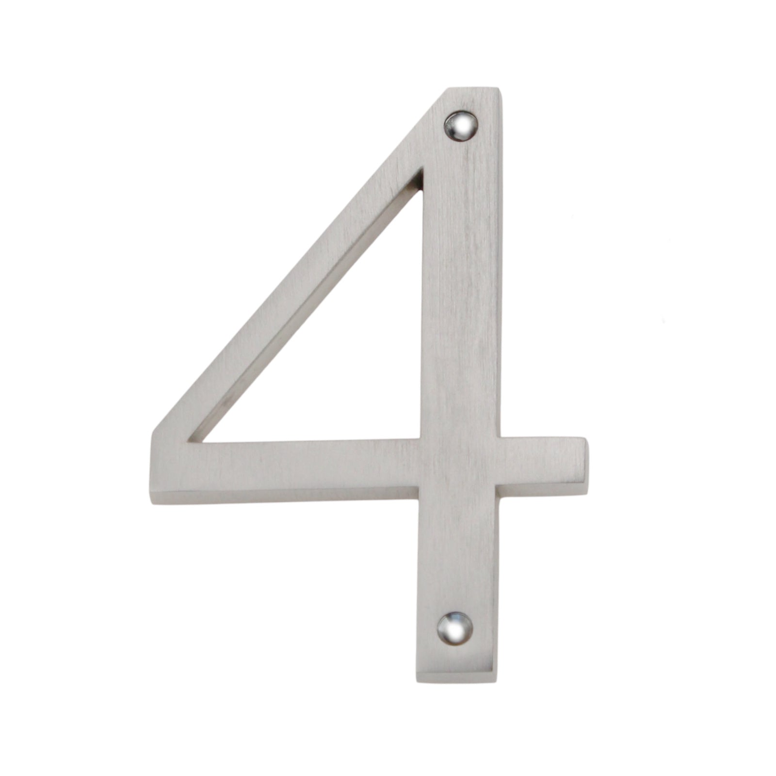 Satin Nickel Metal 4 inch Flush House Address Numbers, Bold Readable Font