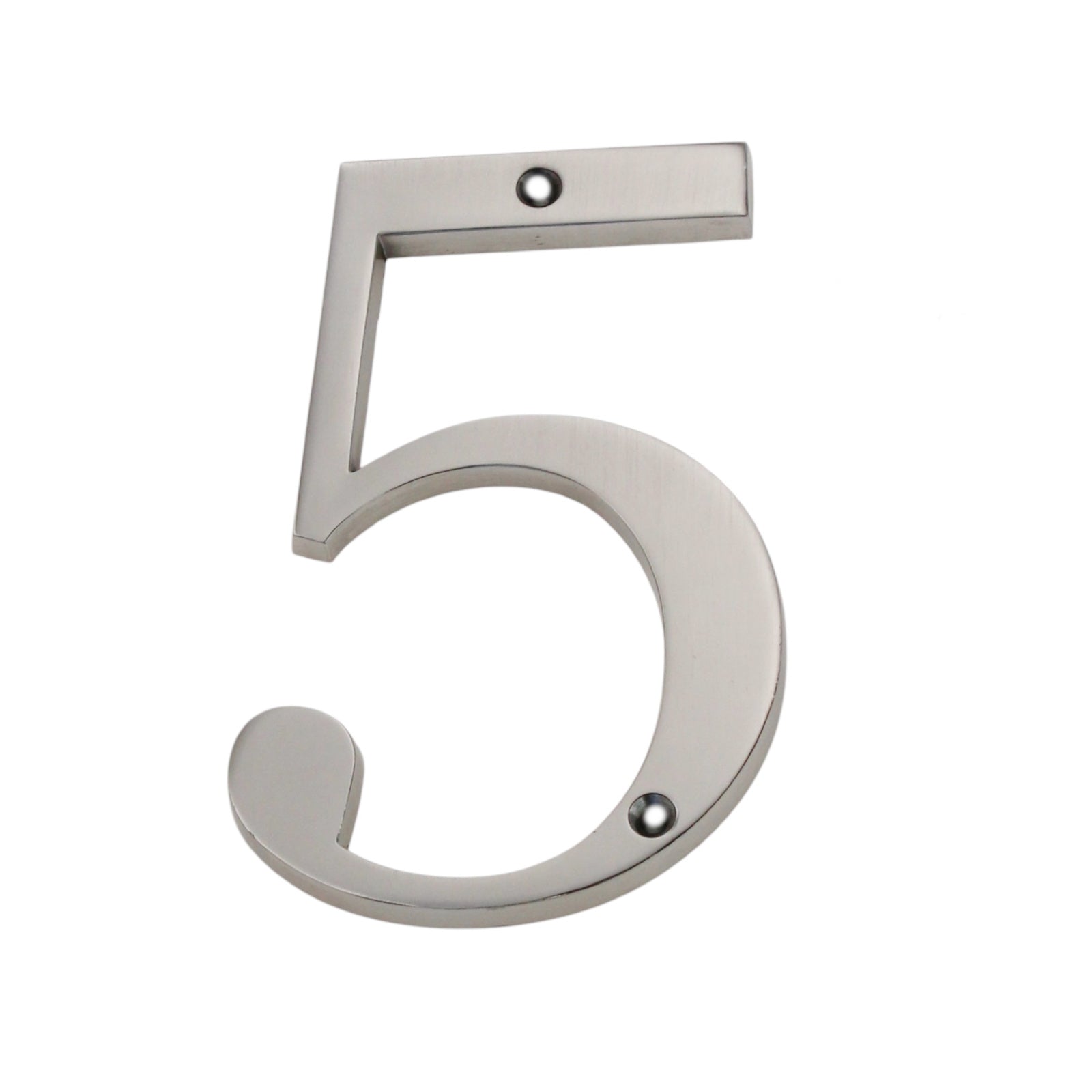 Satin Nickel Metal 4 inch Flush House Address Numbers, Bold Readable Font