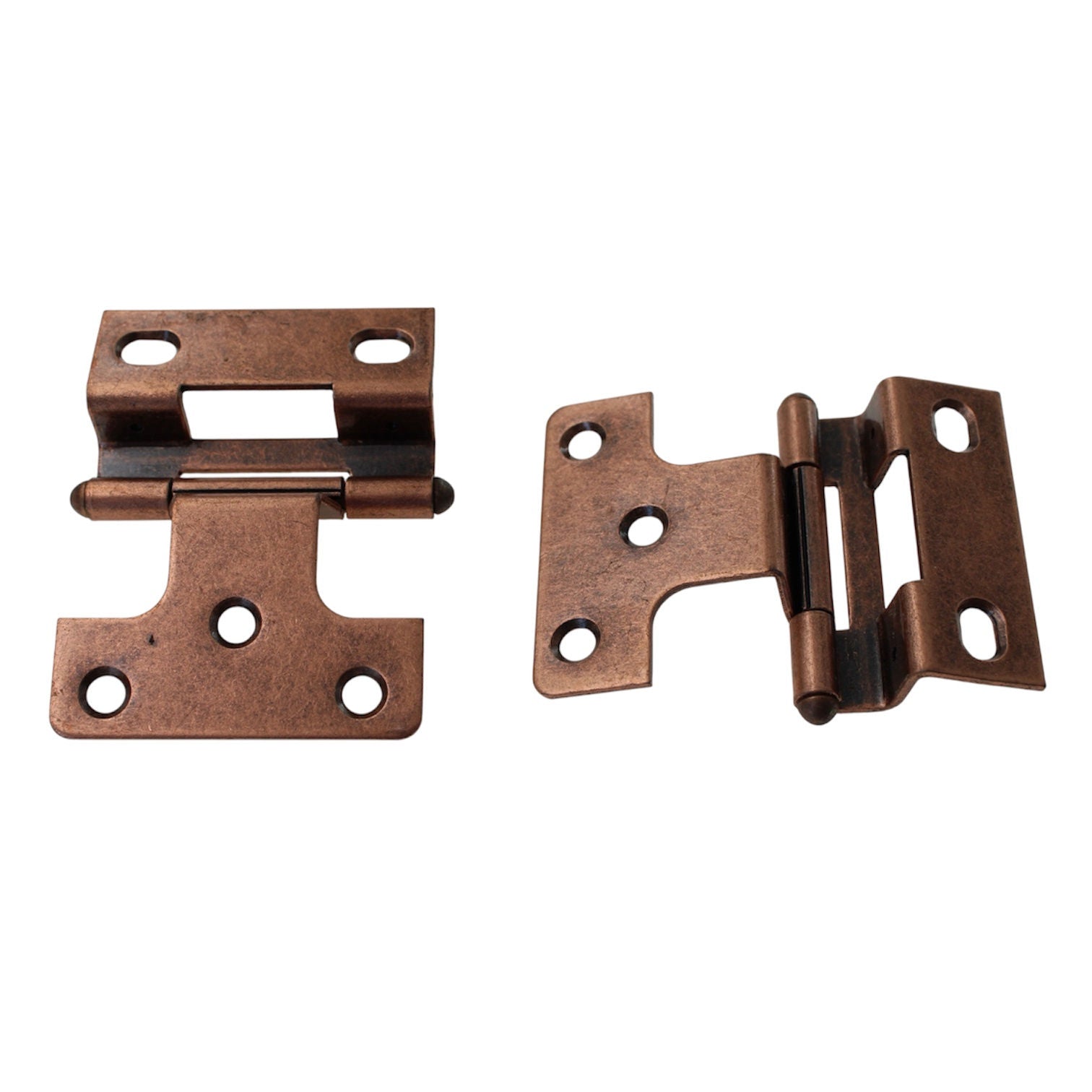 Pair Ajax Antique Copper Partial Wrap Hinges 1/4" Overlay 577-AC