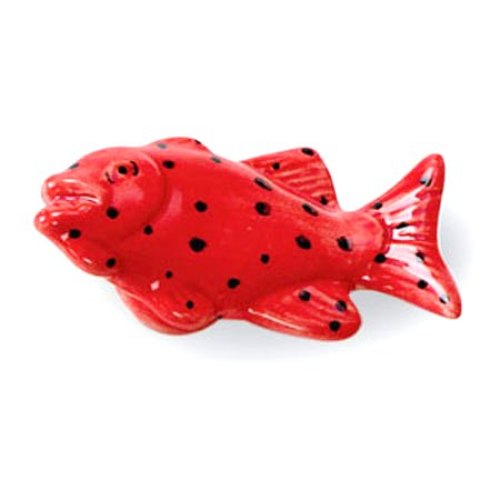 Laurey Fish 2 3/8" Red and Black Novelty Left-facing Fish Drawer Knob 09102