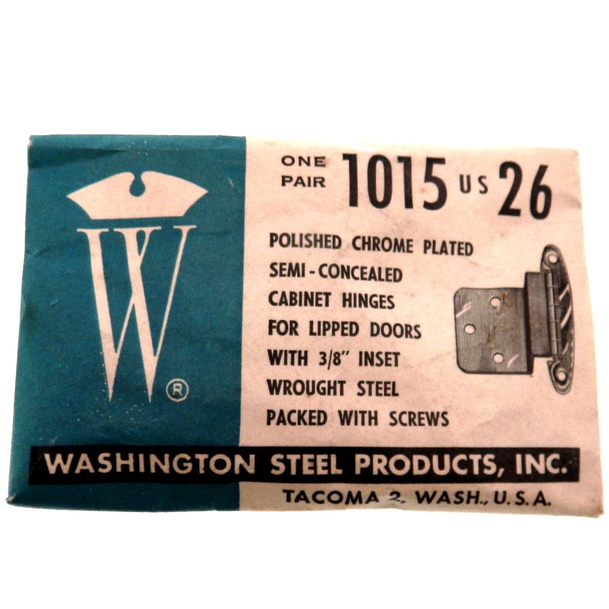 Pair Washington Vintage Polished Chrome 3/8" Inset Cabinet Hinges 1015-26