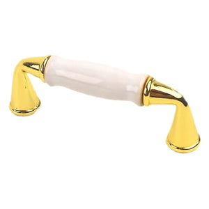 Century Windsor 10433-3WT Bright Brass and White 3"cc Arch Pull Cabinet Handle