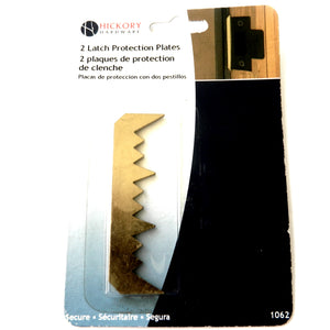 Pair of Polished Brass Door Latch Protection Plates that prevent illegal home entry