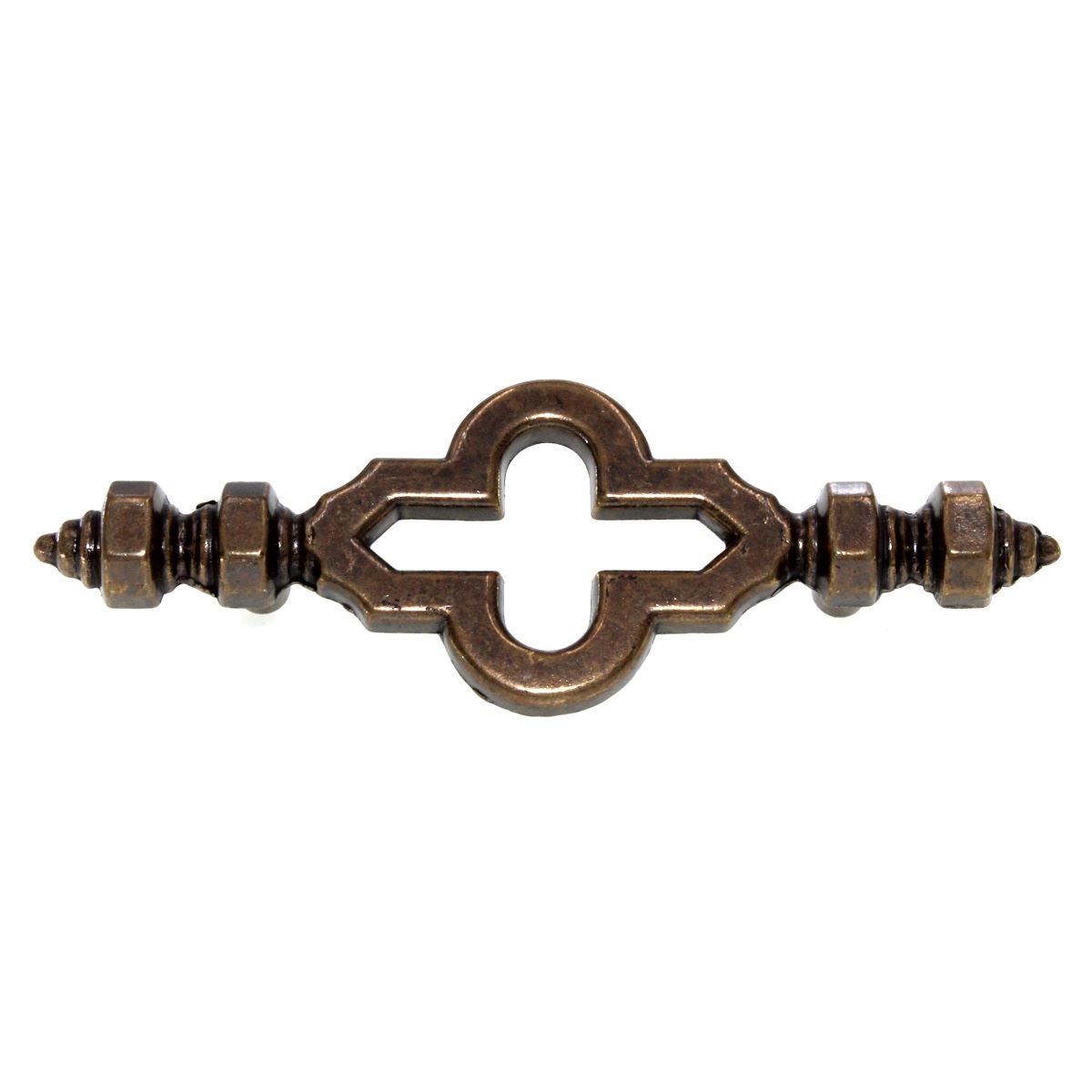 Ornamental Spanish Style Cabinet Bar Pull 3" Ctr Antique Brass 1088-AB