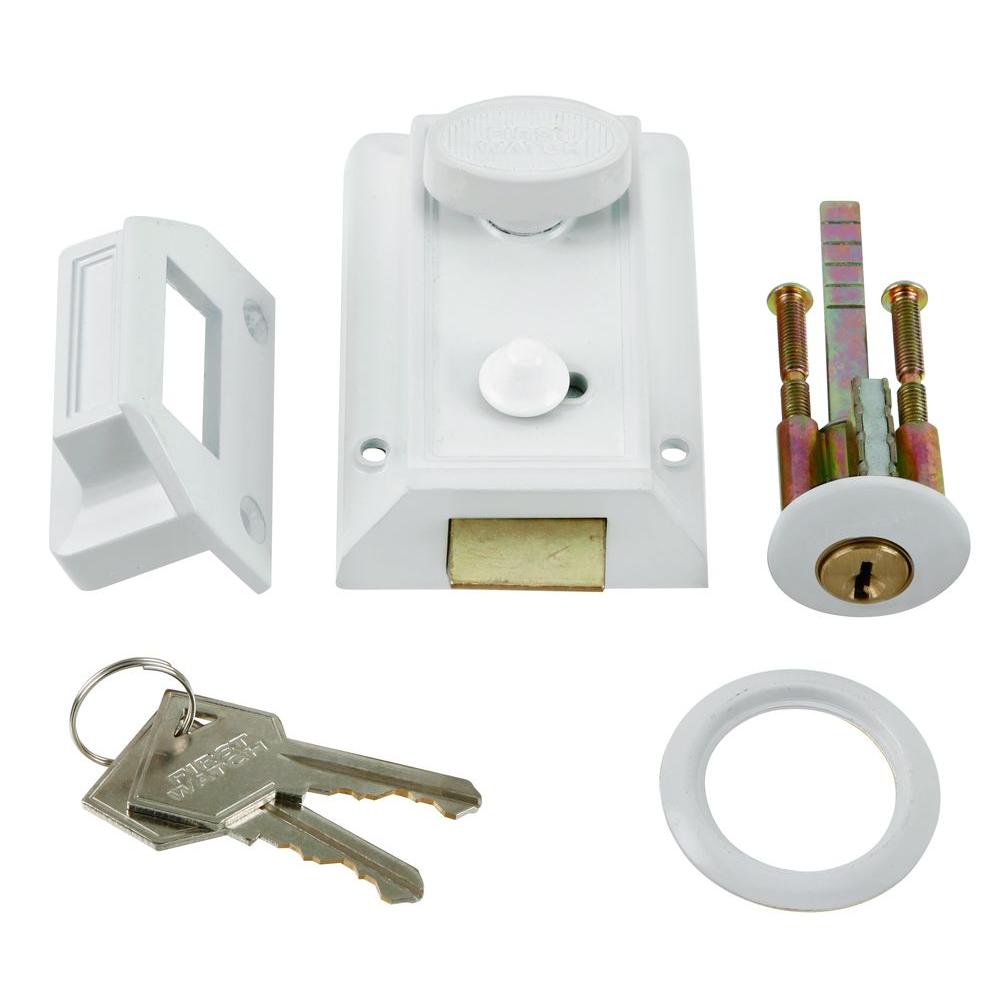 Hickory Hardware 1106 - Cilindro de bloqueo y perno nocturno de un solo cilindro, color blanco