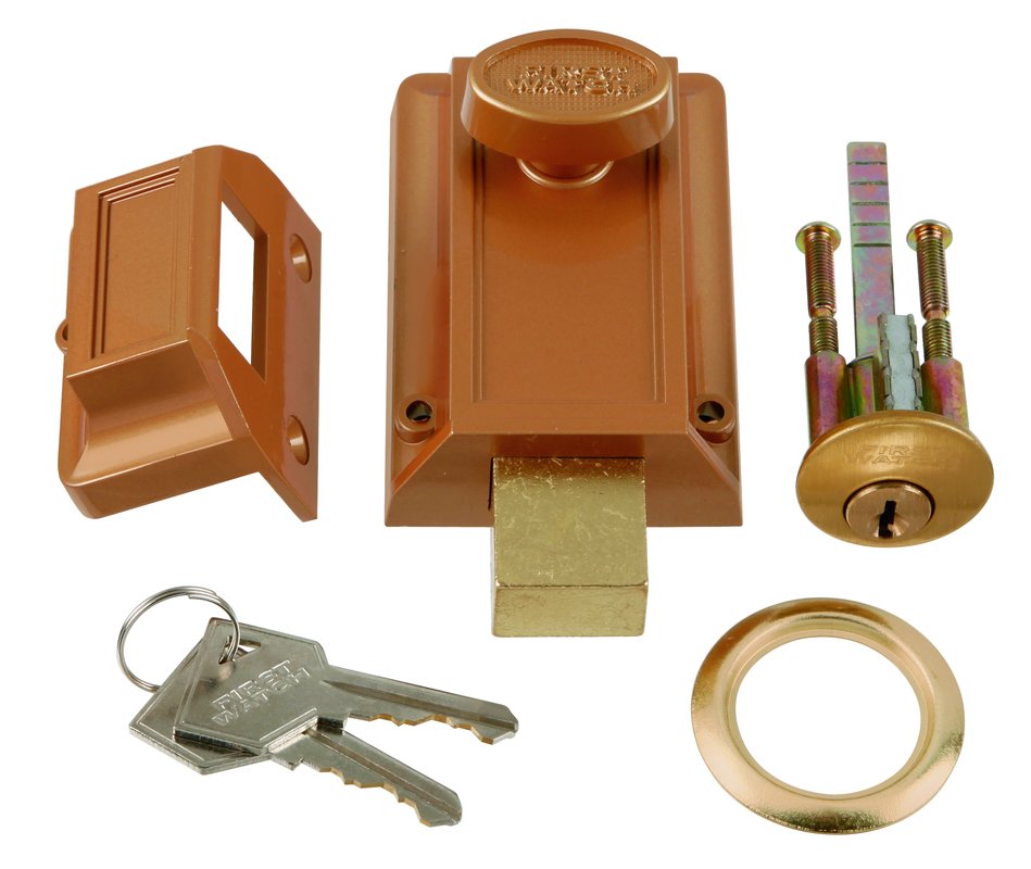 Hickory Hardware 1110 - Cilindro de bloqueo y perno nocturno de latón pulido