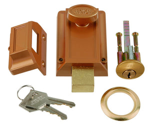Hickory Hardware Polished Brass Single Cylinder Night Bolt and Locking Cylinder 1110