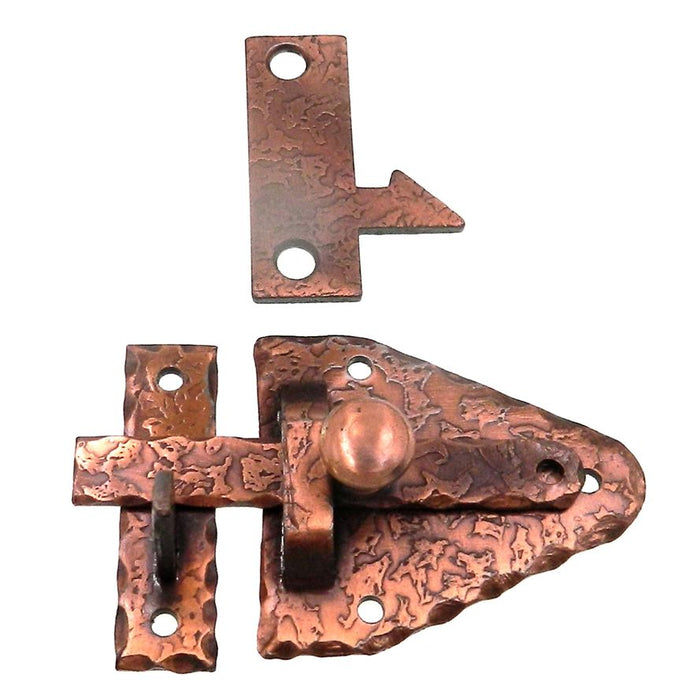 Vintage Stanley antiguo cobre rústico hierro martillado gabinete barra pestillo 1123-D3