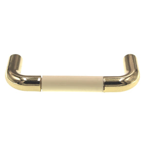 Polished Brass Cabinet Pull White Almond Brown Plastic Insert 3" Ctr 1191-PBK