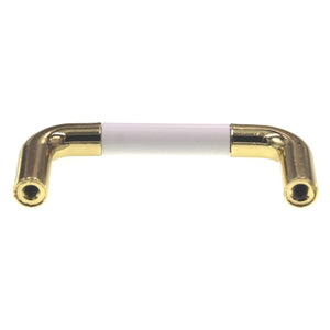 Polished Brass Cabinet Pull White Almond Brown Plastic Insert 3" Ctr 1191-PBK
