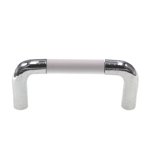 Polished Chrome Cabinet Pull White Black Clear Plastic Insert 3" Ctr 1191-PCHK