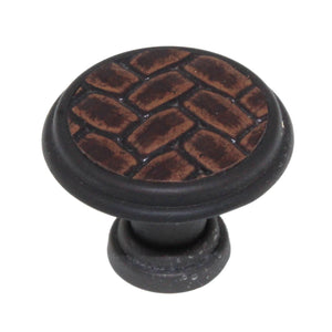 Laurey Churchill 1 1/8" Cabinet Knob Oil-Rubbed Bronze Umber Brown Leather 12091