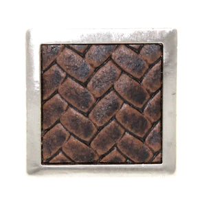 Laurey Churchhill Satin Nickel Brown Leather Insert 1 5/8" Cabinet Knob 12290