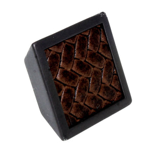 Laurey Churchill 1 5/8" Square Knob Oil-Rubbed Bronze Umber Brown Leather 12291