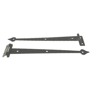 Pair McKinney Forged Iron Hammered 3/8" Offset T Hinges Dead Black 12518-DB
