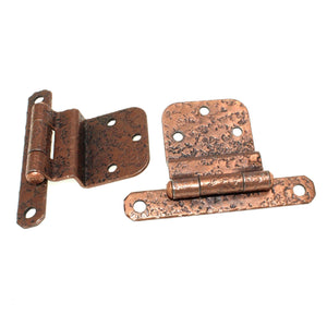 Pair McKinney Forged Iron Hammered 3/8" Inset Hinges Old Copper 12728-OC