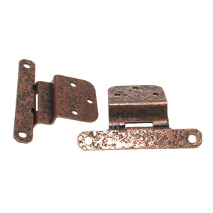 Pair McKinney Forged Iron Hammered 3/8" Inset Hinges Old Copper 12728-OC