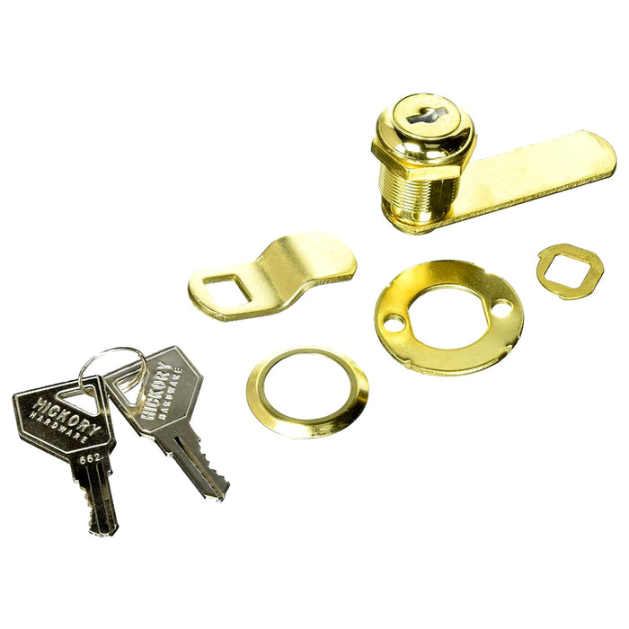 Hickory Polished Brass Cabinet Door, Drawer Cam Lock 1278 Max Thickness 1/2 in.