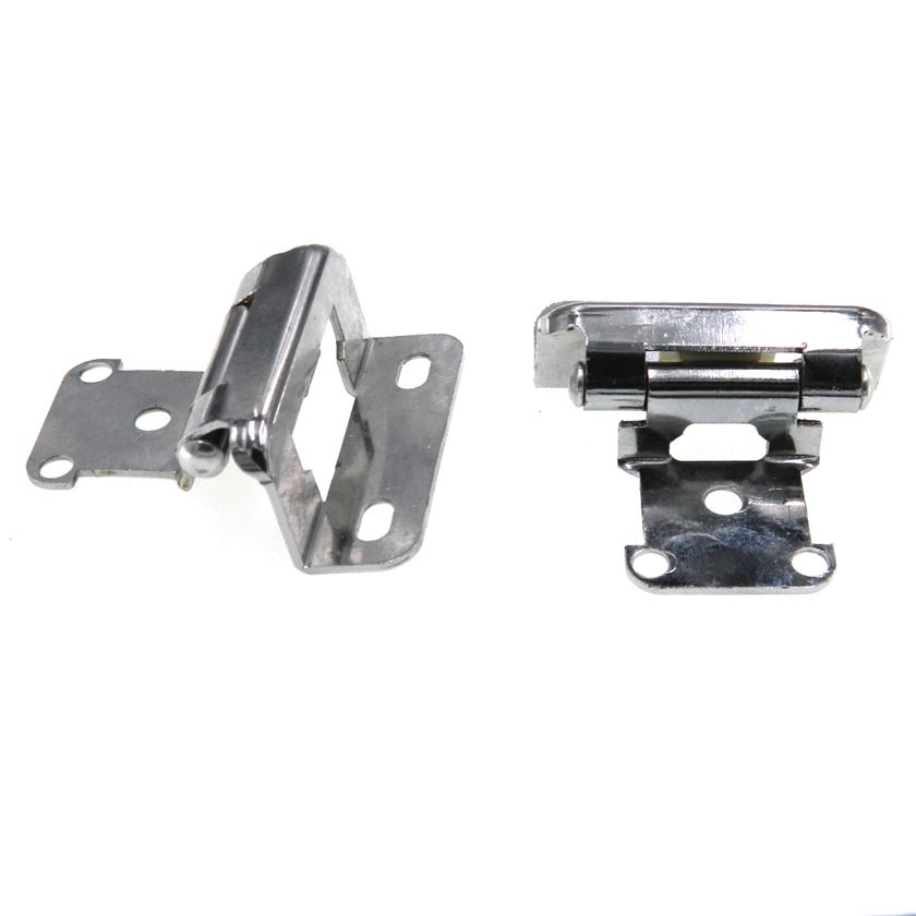 Pair Polished Chrome Partial Wrap Hinges 1/2" Overlay Self-Closing AP 1293-PCH