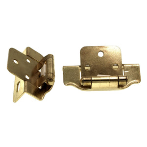 Pair Polished Brass Partial Wrap Hinges 1/2" Overlay Self-Closing AP 1294-PB