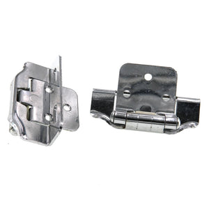 Pair Polished Chrome Partial Wrap Hinges 1/2" Overlay Self-Closing AP 1294-PCH