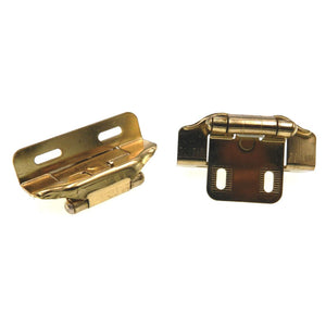 Pair Polished Brass Partial Wrap Hinges 1/2" Overlay Self-Closing AP 1295-PB