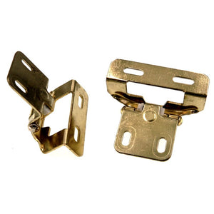 Pair Polished Brass Partial Wrap Hinges 1/2" Overlay Self-Closing AP 1295-PB