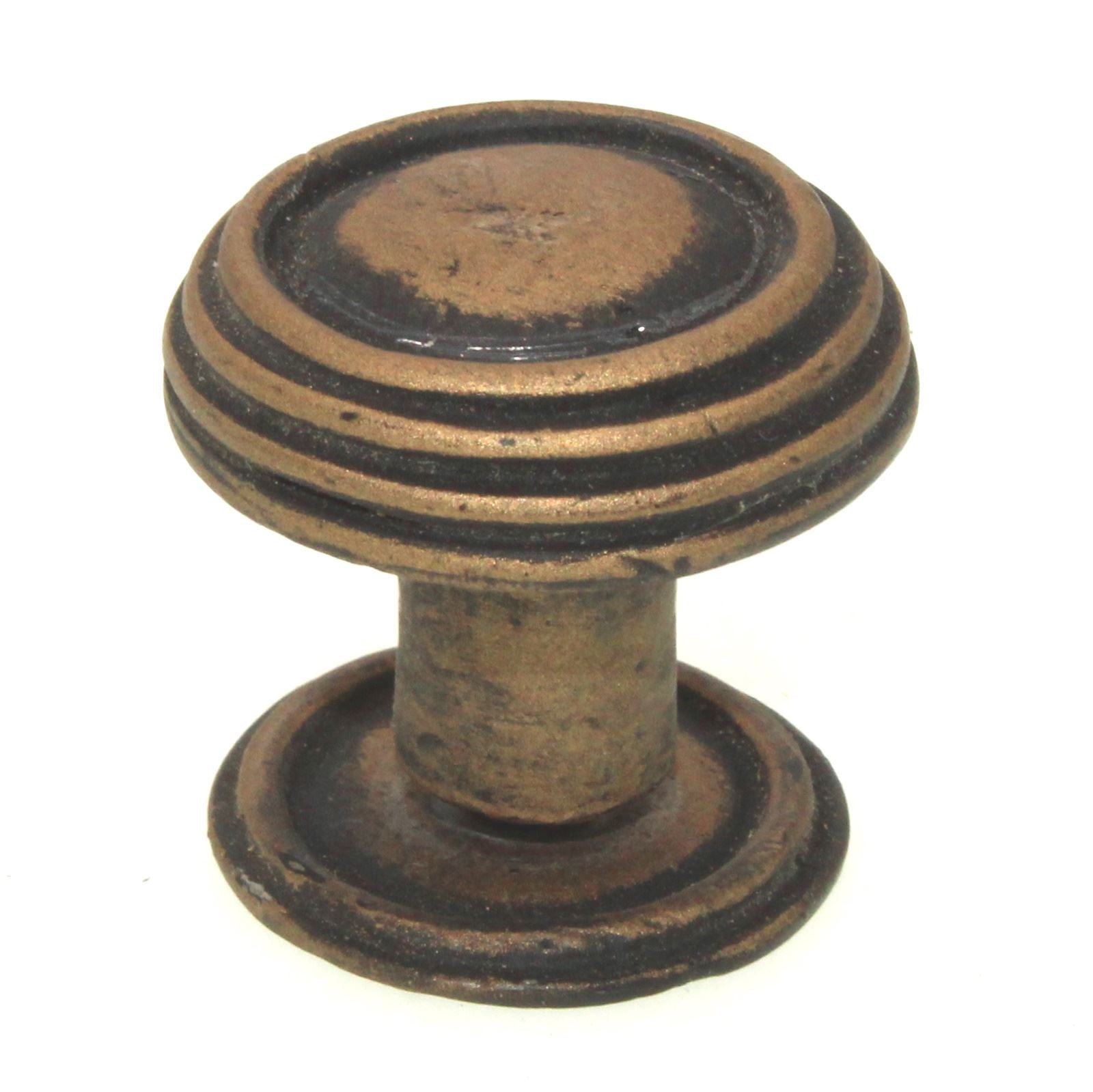 Anne at Home Rustic Sonnet Large 1 1/4" Ringed Cabinet Knob Antique Gold 1302-21