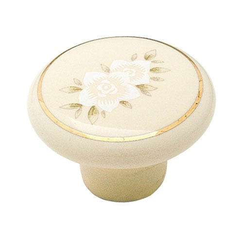 Amerock 14202AL Almond 1 1/4" Round Cabinet Knob Pull with Floral Design Allison