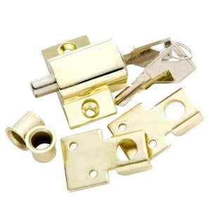 Polished Brass Keyed Sash Lock for Sliding Door or Window 1421 Hickory