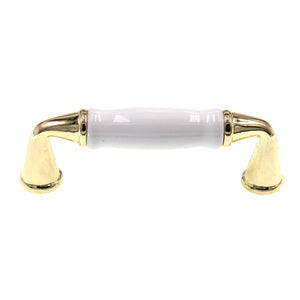 Amerock Polished Brass with White 3" Ctr. Cabinet Arch Pull Handle 14222WPB