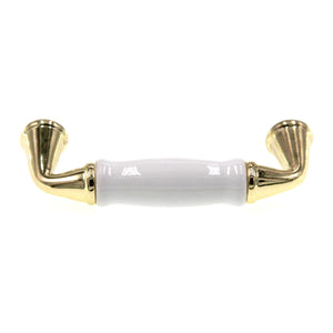 Amerock Polished Brass with White 3" Ctr. Cabinet Arch Pull Handle 14222WPB