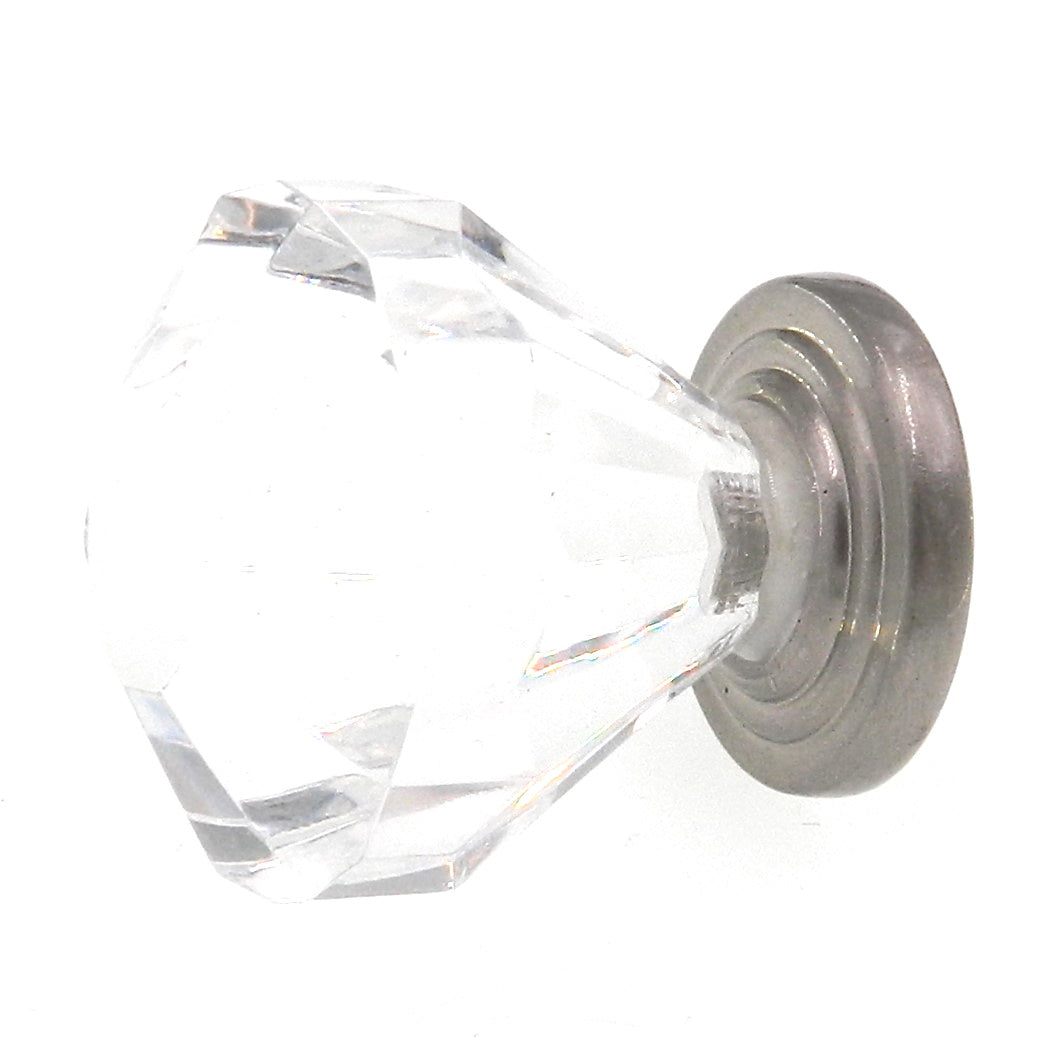 Amerock Classics Clear with Satin Nickel 1 1/4" Round Cabinet Knob 14303CSG