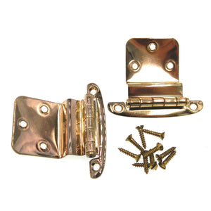 Pair of Vintage Stanley Bright Brass 3/8" Inset Face Mount Hinges 1527-C