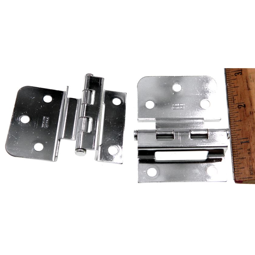 Pair of Stanley Polished Chrome 3/8" Inset Partial Wrap Loose Pin Hing