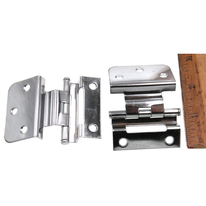 Pair of Stanley Polished Chrome 3/8" Inset Partial Wrap Loose Pin Hing