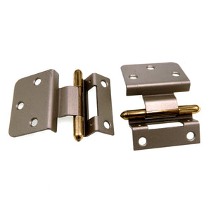 Pair of Stanley Bright Brass 3/8" Inset Partial Wrap Brass Capped Hinges 1545