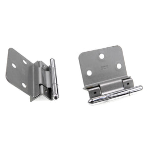Pair of Stanley Polished Chrome 3/8" Inset Partial Wrap Brass Capped Hinges 1545