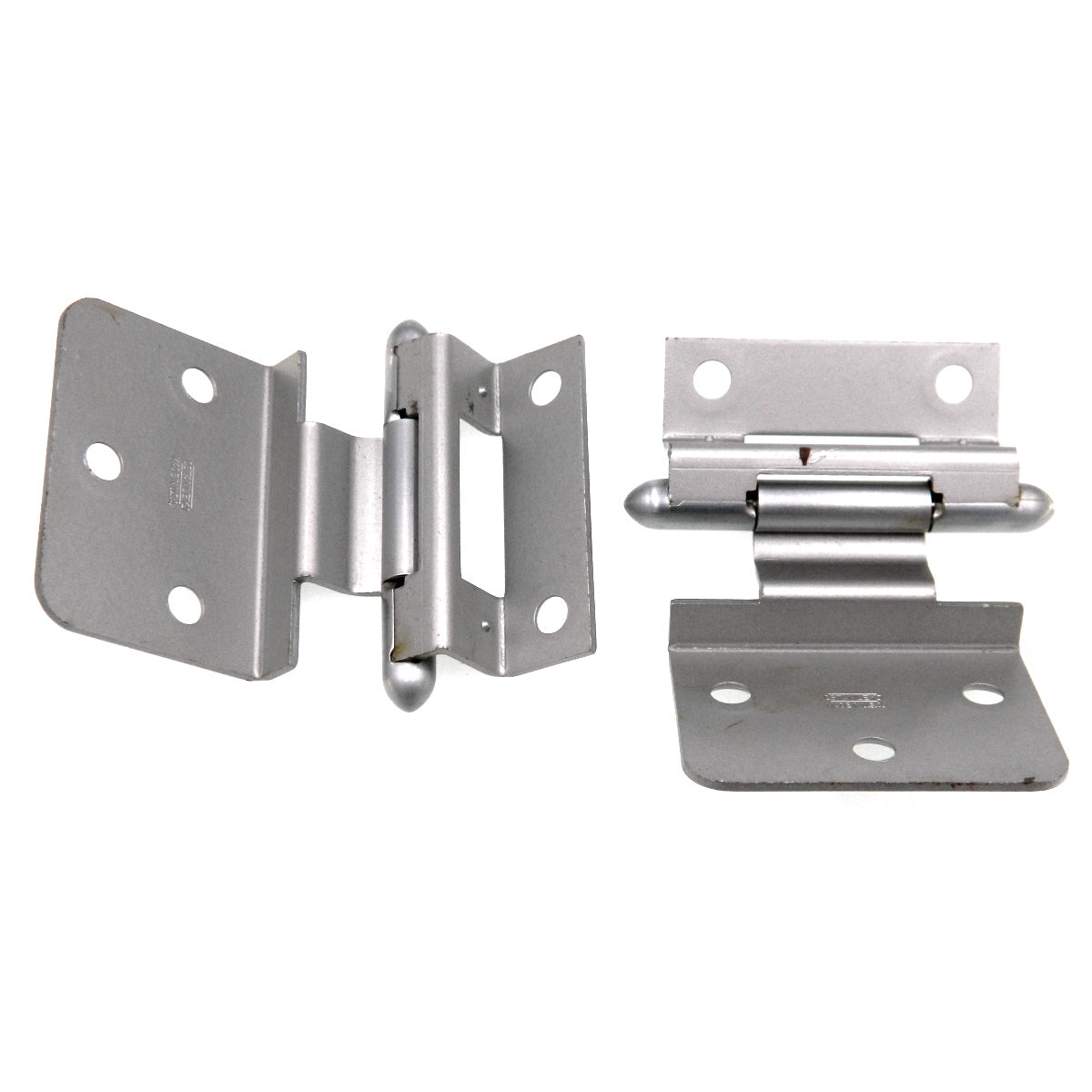 Pair of Stanley Satin Chrome 3/8" Inset Partial Wrap Brass Capped Hinges 1545