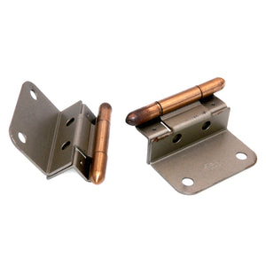 Pair of Stanley Satin Bronze 5/8" Inset Partial Wrap Brass Capped Hinges 1545
