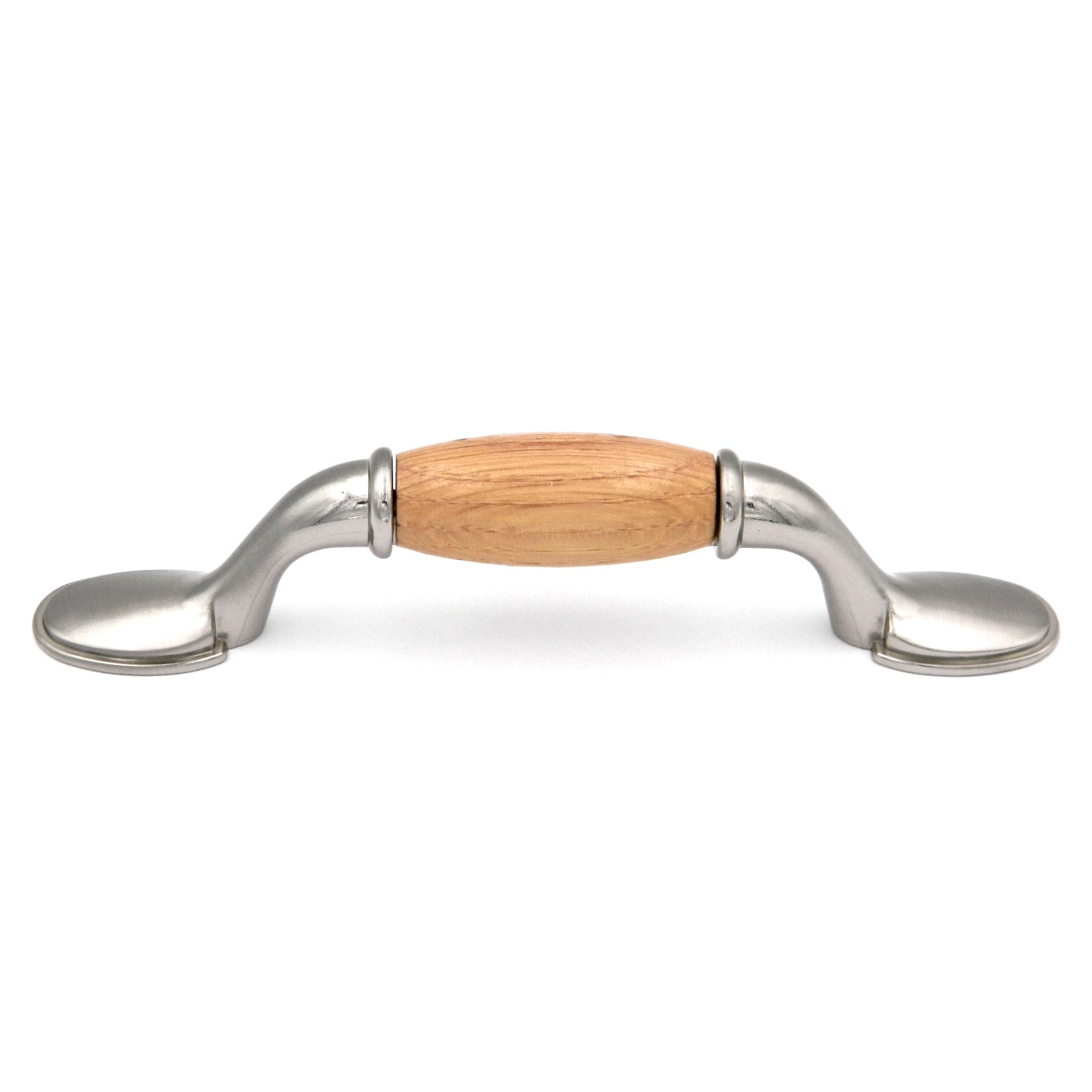 Tirador Laurey de cromo satinado con centro de madera de roble de 3 "cc 15534