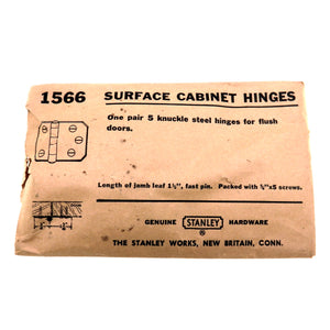 Pair Vintage Stanley Polished Chrome Flush Surface Cabinet Hinge 1566-CM
