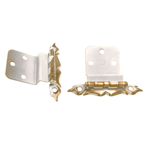 Pair Washington Provincial White and Brass 3/8" Inset Cabinet Hinges 160-WB