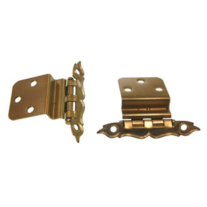 Pair Washington Provincial White and Brass 3/8" Inset Cabinet Hinges 160-WB