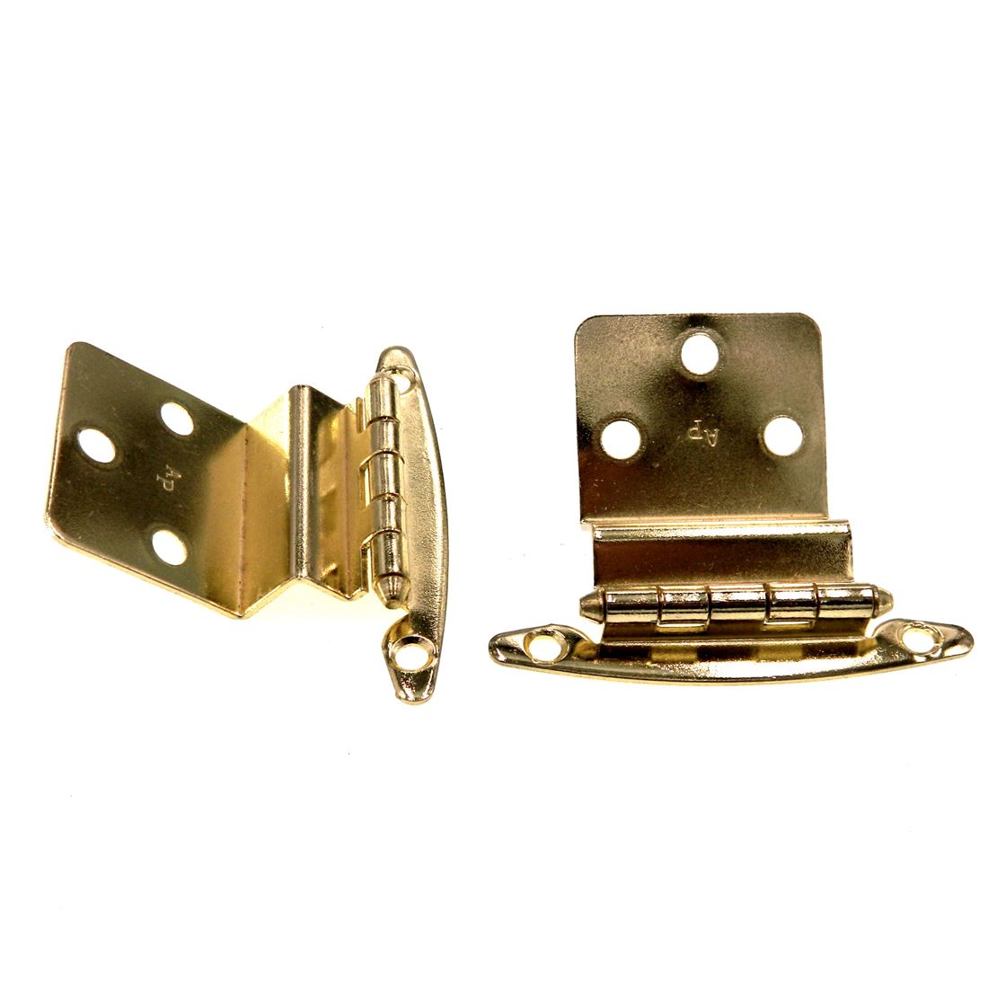 Pair Polished Brass 1/2" Inset Hinges Face Mount Non Self-Closing AP 17T-PB