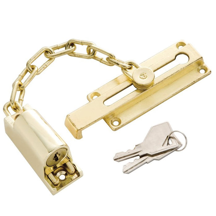 Polished Brass 4" Keyed Chain Door Guard 1800 from Hickory