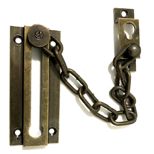 Vintage Bronze Solid Brass and Steel Chain Door Guard 1862 Hickory