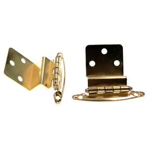 Pair Polished Brass 5/8" Inset Hinges Face Mount Non Self-Closing AP 18T-PB